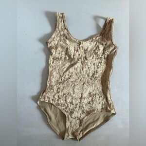 Yumiko Golden Velvet Leotard Ballet Dance Wear Size S